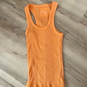 Orange Ribbed Tank Top